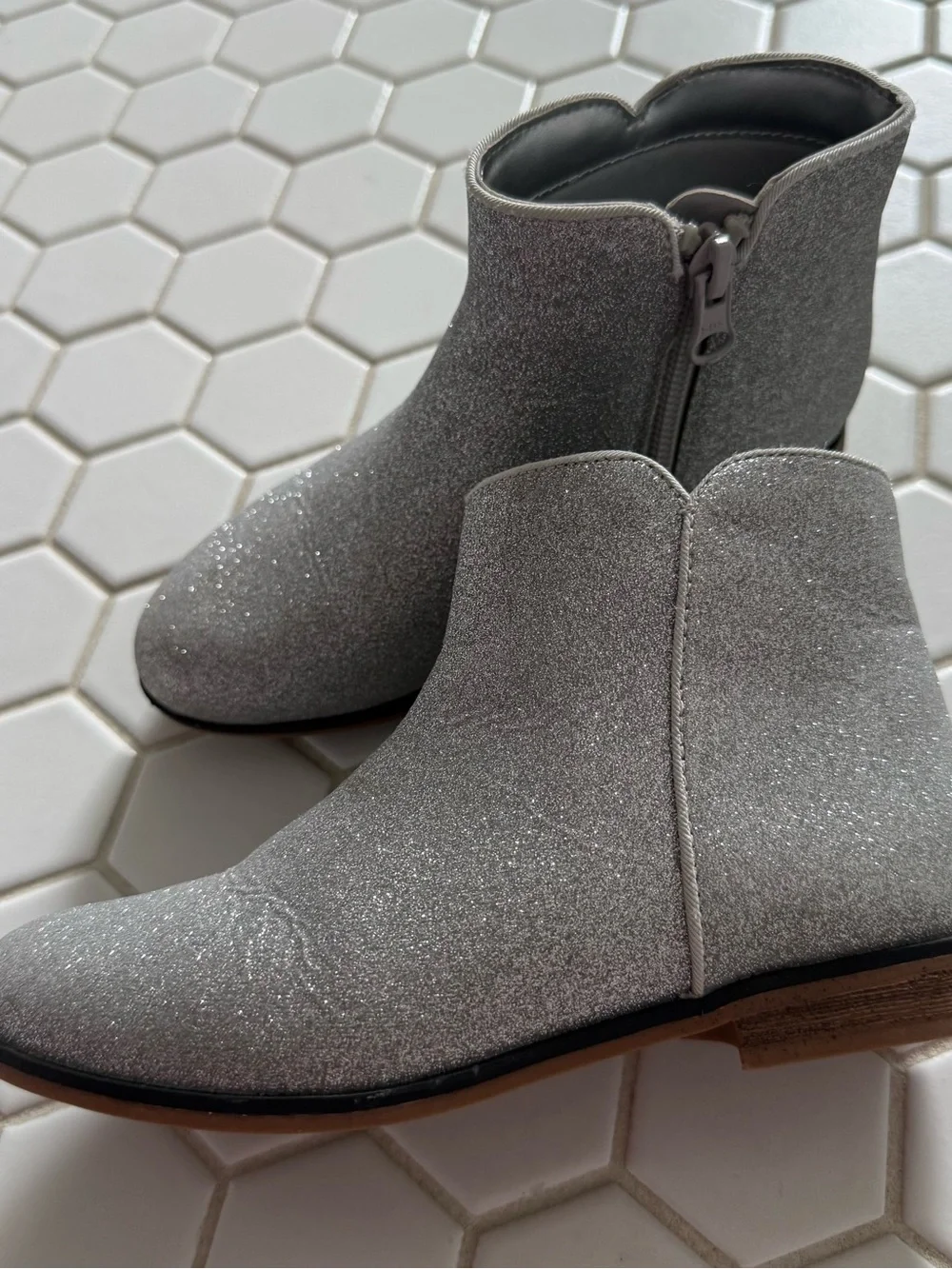 Silver Glitter Ankle Boots